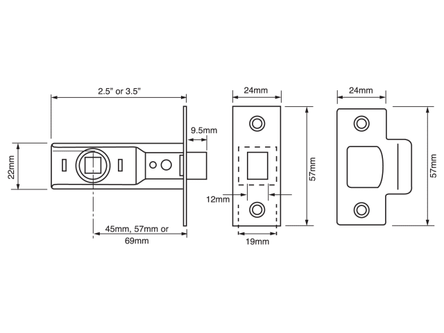 Y2600 Tubular Latch Essentials Zinc Plated 65mm 2.5in Visi UNNY2600ZP25 - Image 2