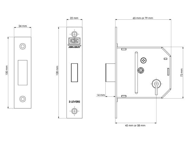 ES-DL Essentials 3 Lever Mortice Deadlock Chrome 65mm 2.5in Visi UNNYESDLCH25 - Image 2