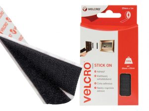 VELCRO® Brand Stick On Tape 20mm x 1m Black VEL60211
