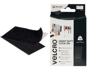 VELCRO® Brand Heavy-Duty Stick On Strips (2) 50 x 100mm Black VEL60239
