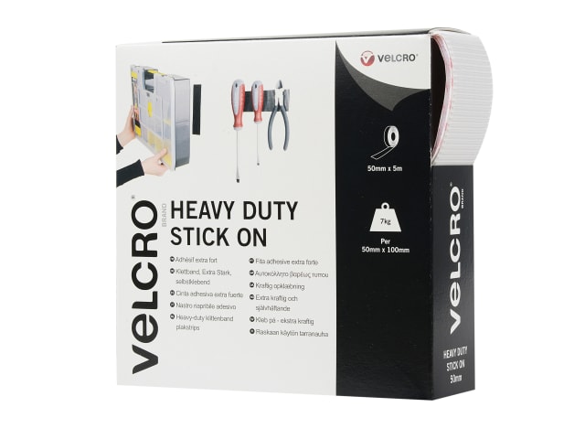 VELCRO® Brand Heavy-Duty Stick On Tape 50mm x 5m White VEL60244 - Image 2