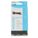 VELCRO® Brand ONE-WRAP® Reusable Ties (6) 12mm x 20cm Black VEL60388