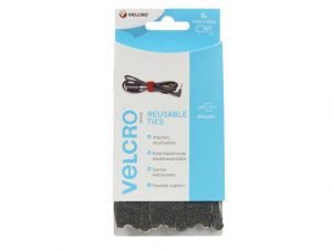 VELCRO® Brand ONE-WRAP® Reusable Ties (6) 12mm x 20cm Black VEL60388