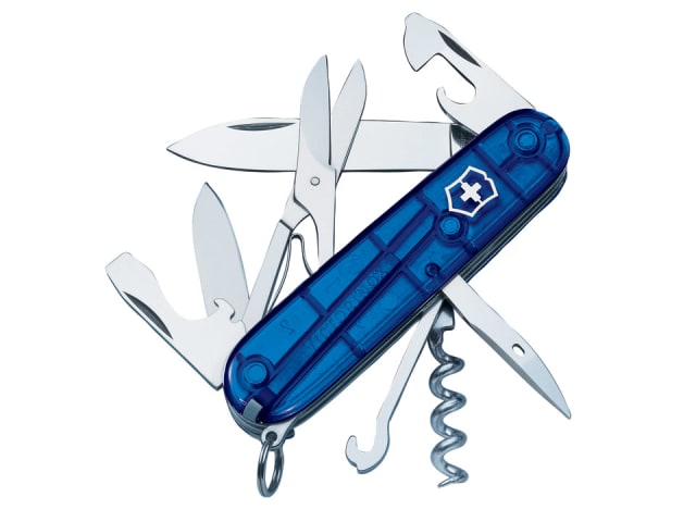 Climber Swiss Army Knife Translucent Blue Blister Pack VICJELCLIBLB
