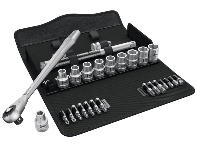 8100 SC 7 Zyklop Metal Push Ratchet & Socket Set of 28 Metric 1/2in Drive WER004077