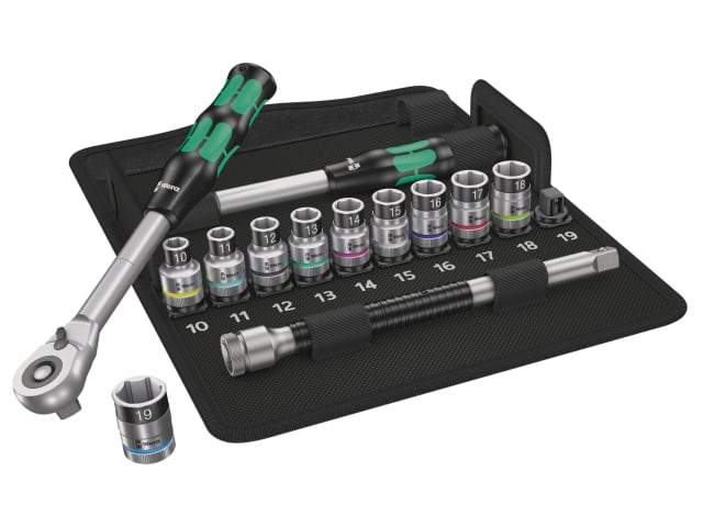 8006 SC 1 Zyklop Hybrid Ratchet & Socket Set of 13 Metric 1/2in Drive WER004090