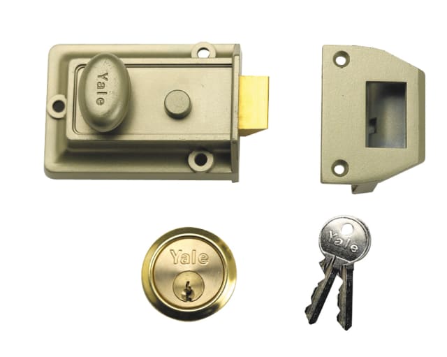 P77 Traditional Nightlatch 60mm Backset Nickel Brass Finish Visi YALP77ENBPB