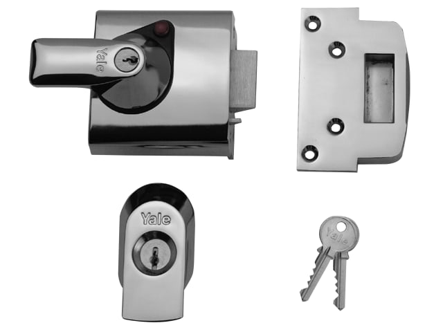 BS1 Nightlatch British Standard Lock 60mm Backset Chrome Finish Visi YALPBS1CH