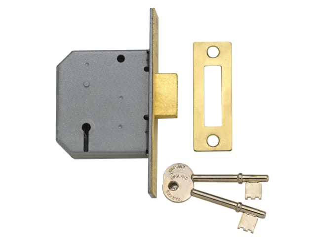 PM322 3 Lever Mortice Deadlock Polished Brass 65mm 2.5in YALPM322PB25